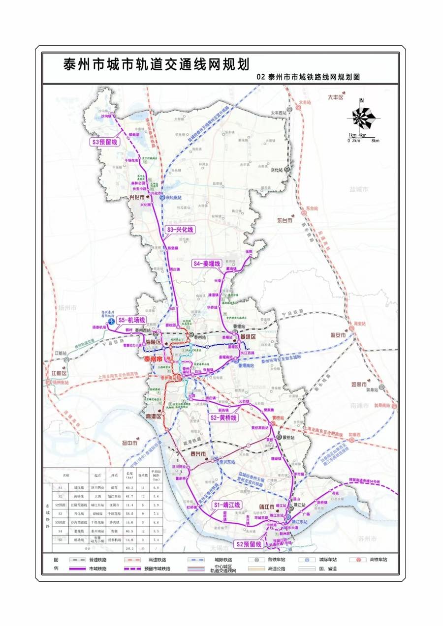 180km，96个站！泰州将建5条城市轨交